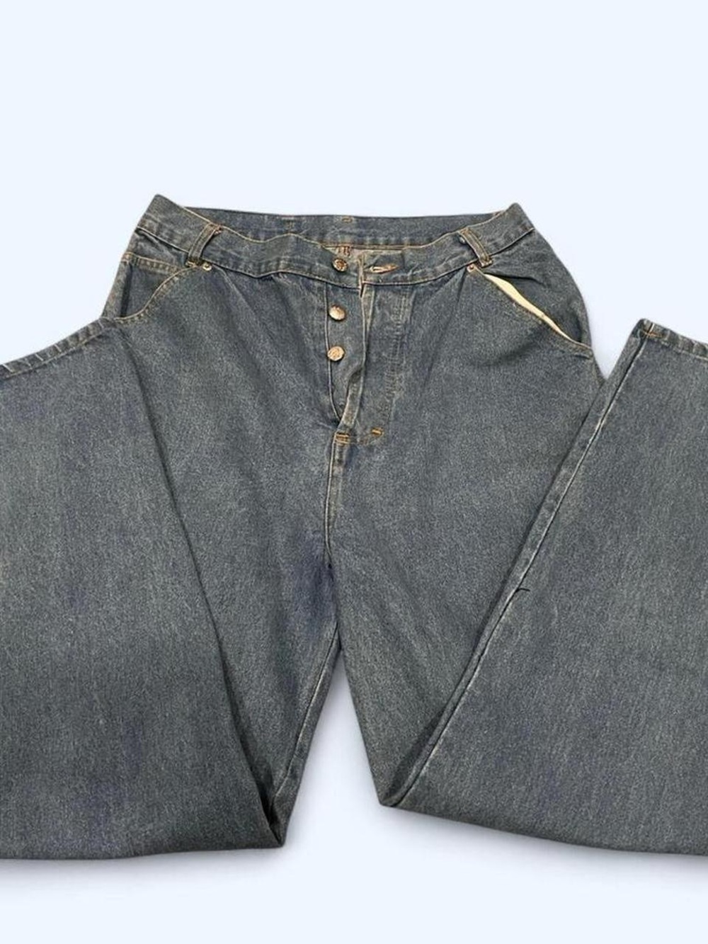 High-Rise Women's Denim Jeans in Dark Gray - Classic Button Fly